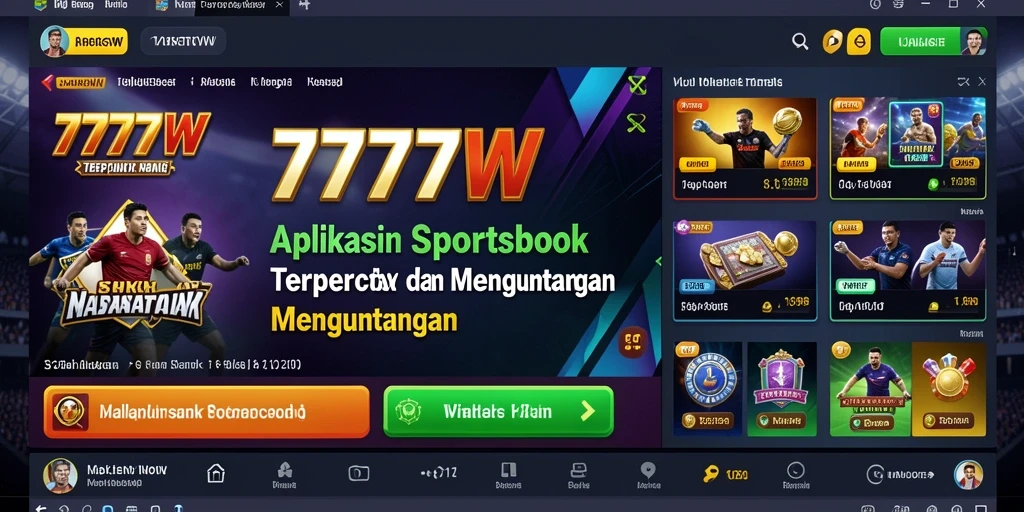 Tampilan layar utama aplikasi 7777W dengan berbagai pilihan taruhan olahraga.