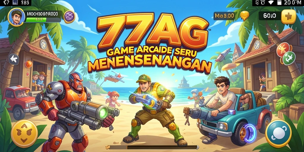Screenshot 77AG menampilkan aksi seru permainan Arcade yang energik.