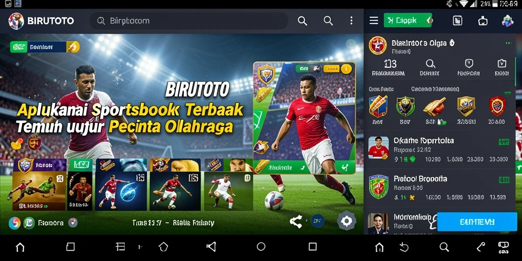 Tampilan aplikasi BIRUTOTO dengan berbagai pilihan taruhan olahraga.