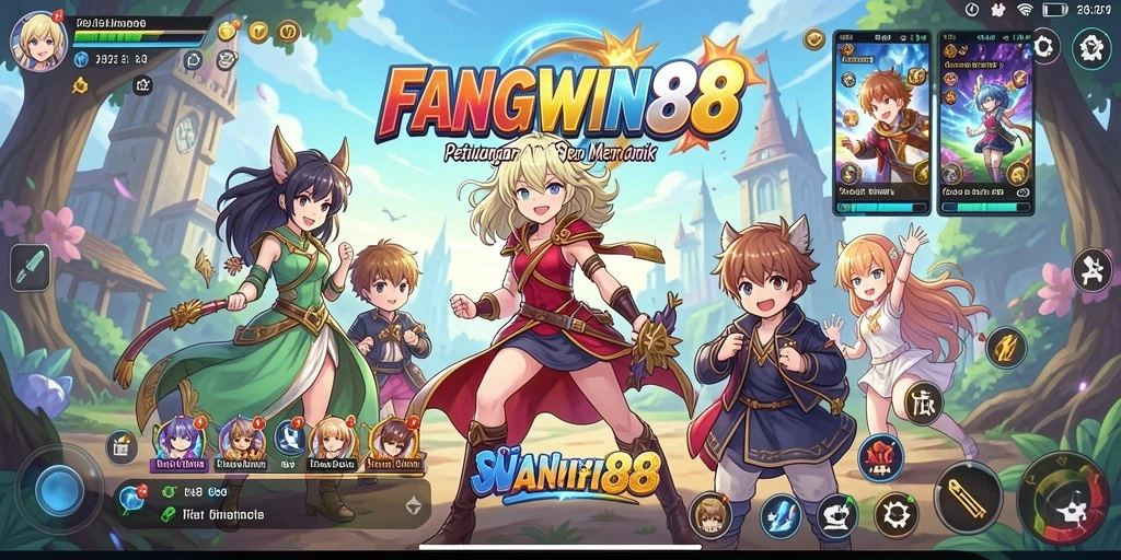 Tampilan gameplay seru dan karakter unik dalam FANGWIN88.