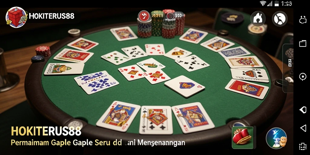 Screenshot gameplay HOKITERUS88 yang menunjukkan serunya bermain Gaple.
