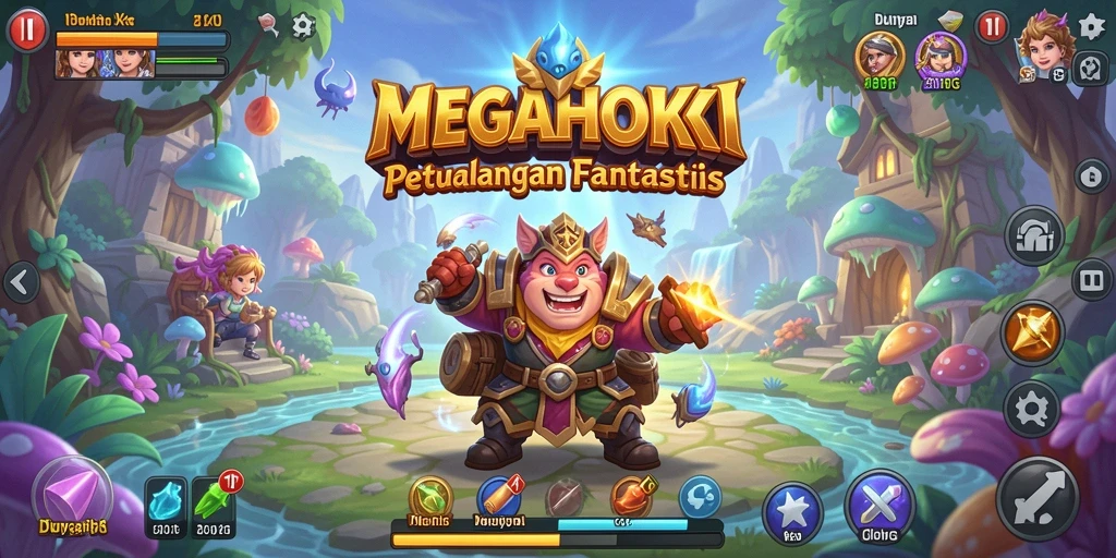Tampilan menakjubkan dari gameplay RPG MEGAHOKI yang memikat.