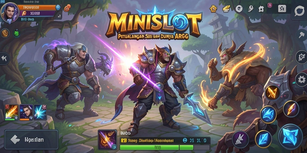 Screenshot gameplay <strong>MINISLOT</strong> menampilkan pertarungan yang dinamis dan grafis yang memukau.