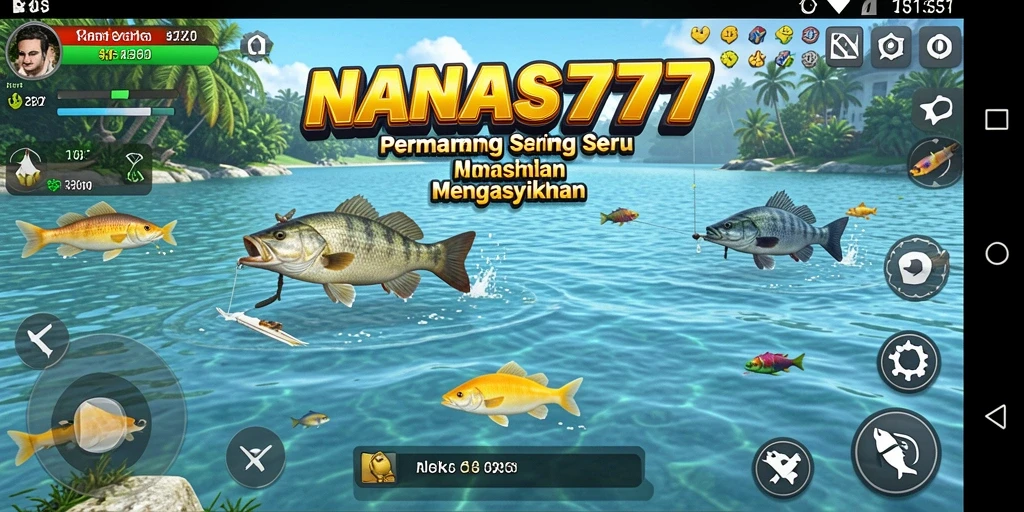 Screenshot NANAS777 menampilkan pemain menangkap ikan besar di laut.