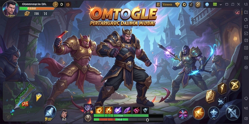 Screenshot gameplay OMTOGEL menampilkan pertarungan tim yang intens.