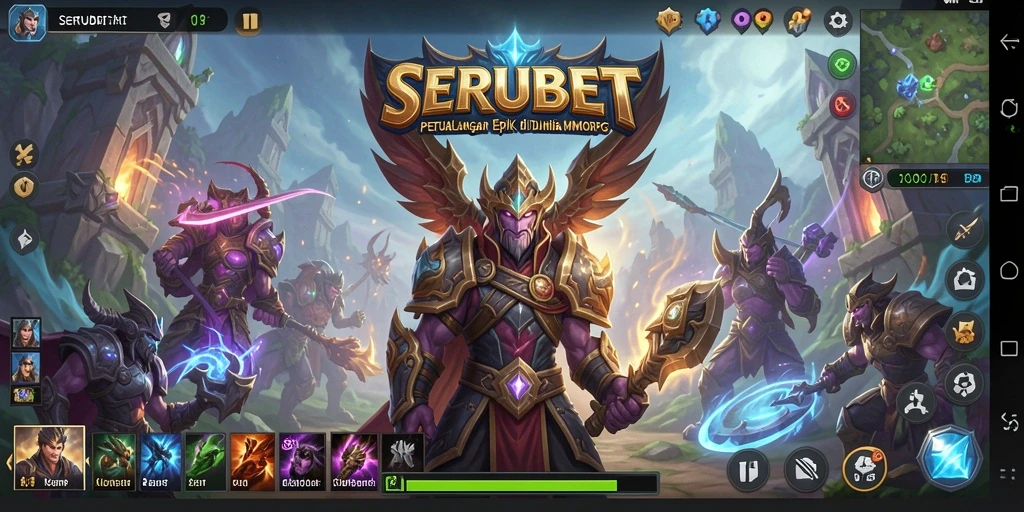 Screenshot SERUBET menampilkan pertempuran epik di dunia MMORPG.
