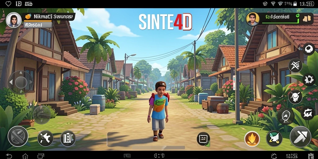 Screenshot gameplay SINTE4D dengan desain yang menarik dan penuh warna.