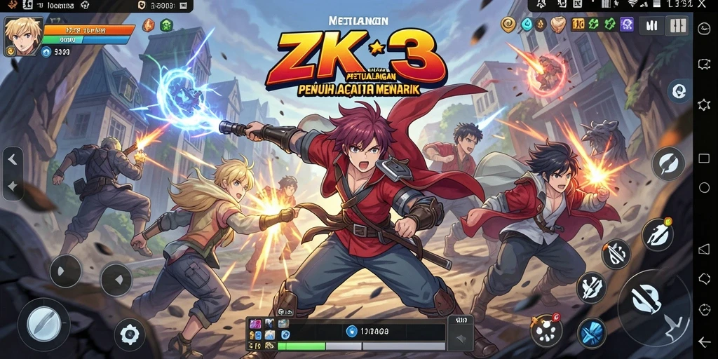 Tampilan gameplay ZK3 yang menakjubkan dan penuh aksi Anime.